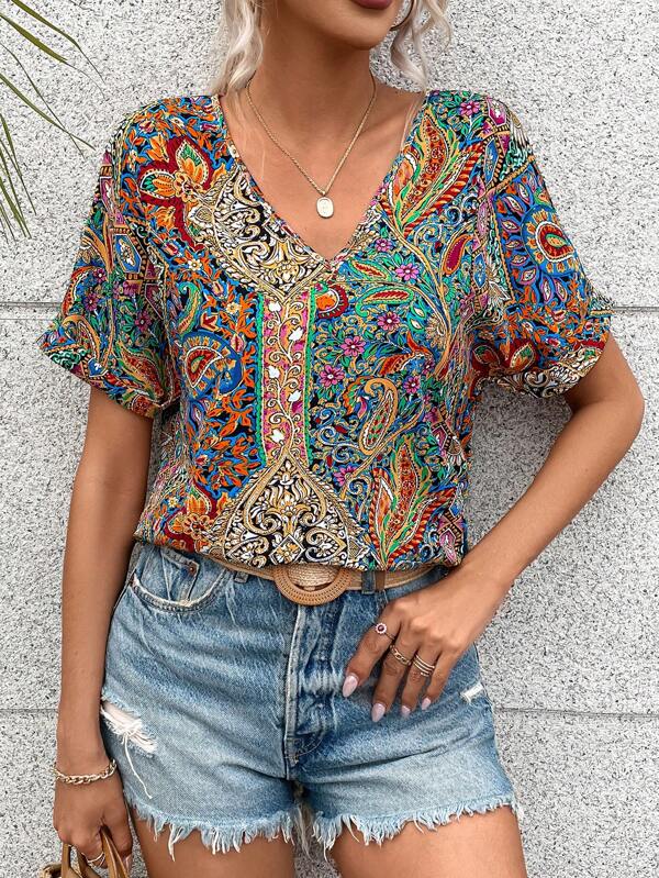 Fiore - Casual boho print top