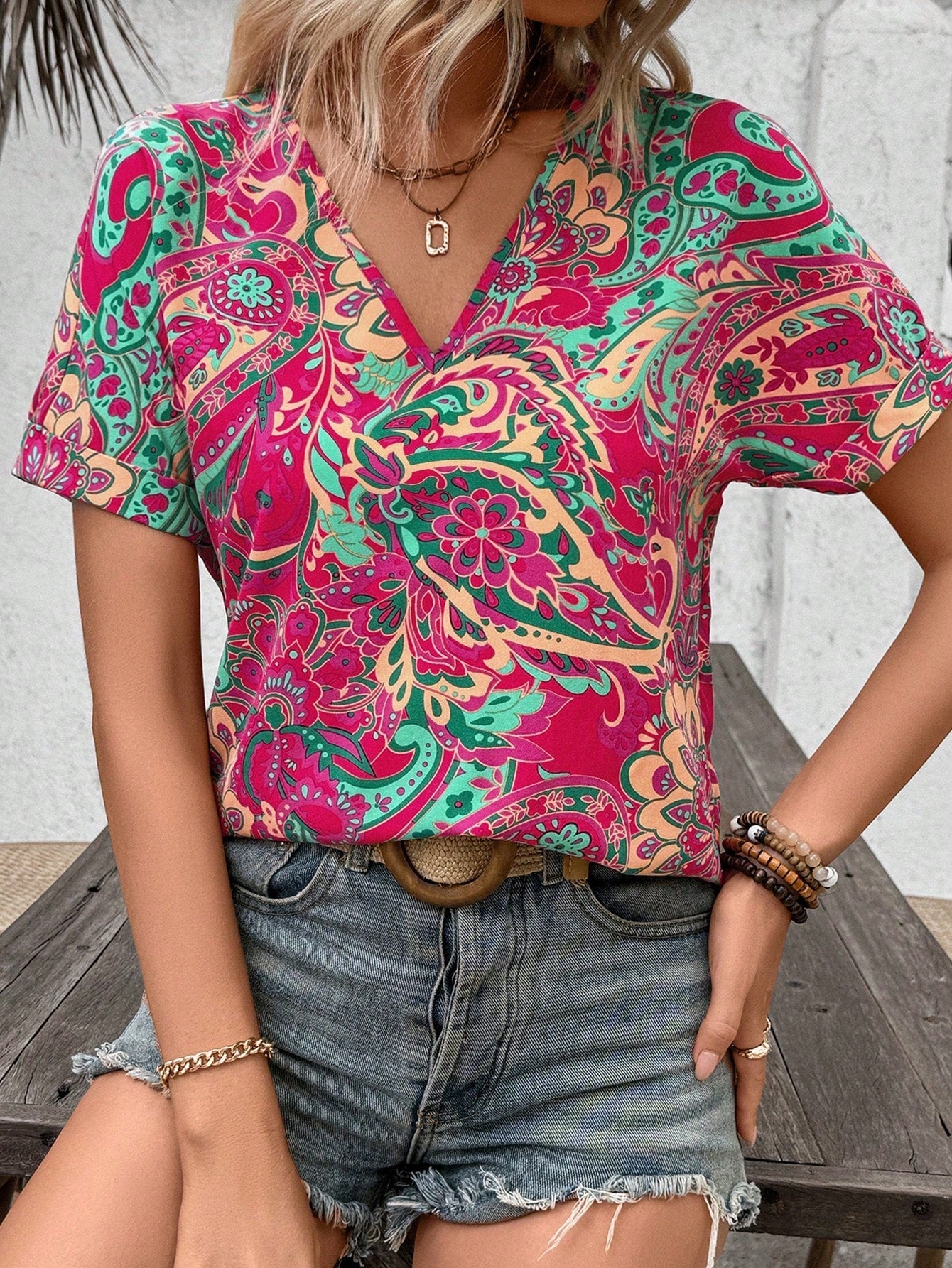 Fiore - Casual boho print top