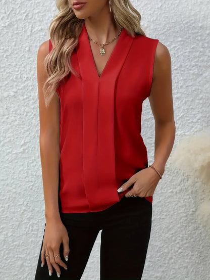 Fiore - Chique Mouwloze V-Hals Blouse