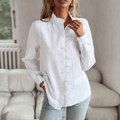 Fiore - Elegante blouse met knoopsluiting en ruches